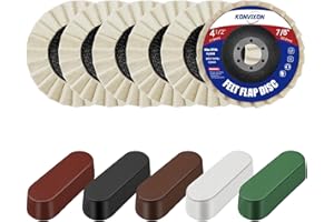 Konvixon 11PCS Wool Felt Polishing Disc & Polishing Compounds Set, 4-1/2" x 7/8" Thicken Arbor Buffing Polishing Wheel for Angle Grinder, Wool Felt Flap Disc with Fiberglass Backing for Mirror Finish