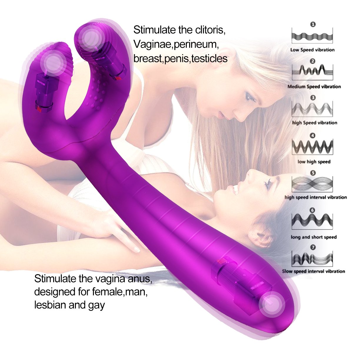 Silikon Dreifacher Vibrator für Sie Klitoris und G Punkt Paarvibrator mit Klitorisstimulation,Analvibratoren Prostata Stimulator mit 7 Vibrationmodi SexSpielzeug für Frauen und Paare