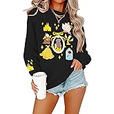 ASTANFY Magic Kingdom Princess Sweatshirt Women Cute Embroidered Sweatshirts Family Vacation Sweater Fall Long Sleeve Shirts