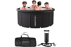 VERSATYLE Ice Bath Tub XXL 312 Gal Portable & Inflatable Outdoor Group Pod XL Cold Plunge Tub for Athletes Recovery with Protective Cover, Manual Pump & Repair Patch for Versatile XXXL Cold Water Cryo Therapy