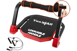 Yes4All Ab Crunch Machine For Total Body & Core Abdominal, Situp Lockable With Ergonomic Foam Handle & 2 Resistance Bands