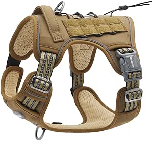 Auroth Tactical Dog Harness for Small Medium Large Dogs No Pull Adjustable Pet Harness Reflective K9 Working Training Easy Control Pet Vest Military Service Dog Harnesses