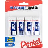 Pentel Hi-Polymer Block Eraser Small White, Pack of 4 (ZEH05BP4)