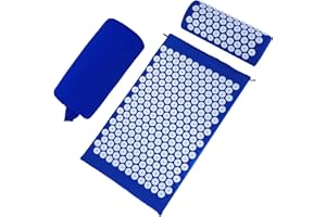 BABEHOP Acupressure Mat Set, Acupuncture Point Massage Pillow, Relieving Back and Neck Pain, Muscle Relaxation and Stress Reduction, Sciatica Relief, Suitable for Men and Women, Carry a Handbag, Blue White