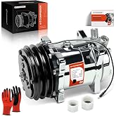A-Premium Air Conditioner AC Compressor with Clutch | Compatible with Sanden 508, HC5001C, 2 Groove V-Belt, Chrome