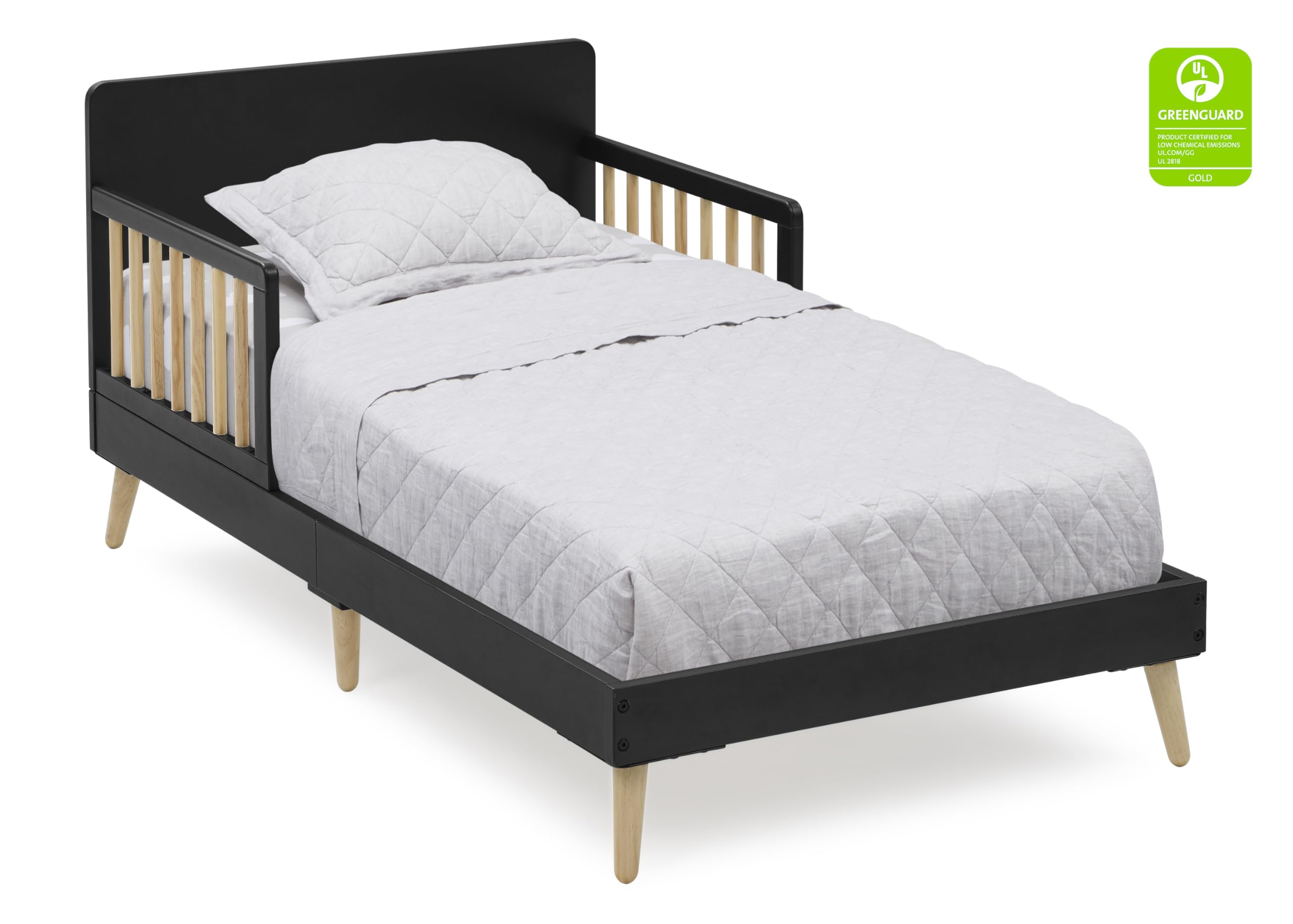 Delta Children Logan Wood Toddler Bed, Greenguard Gold Certified, Midnight Grey/Natural