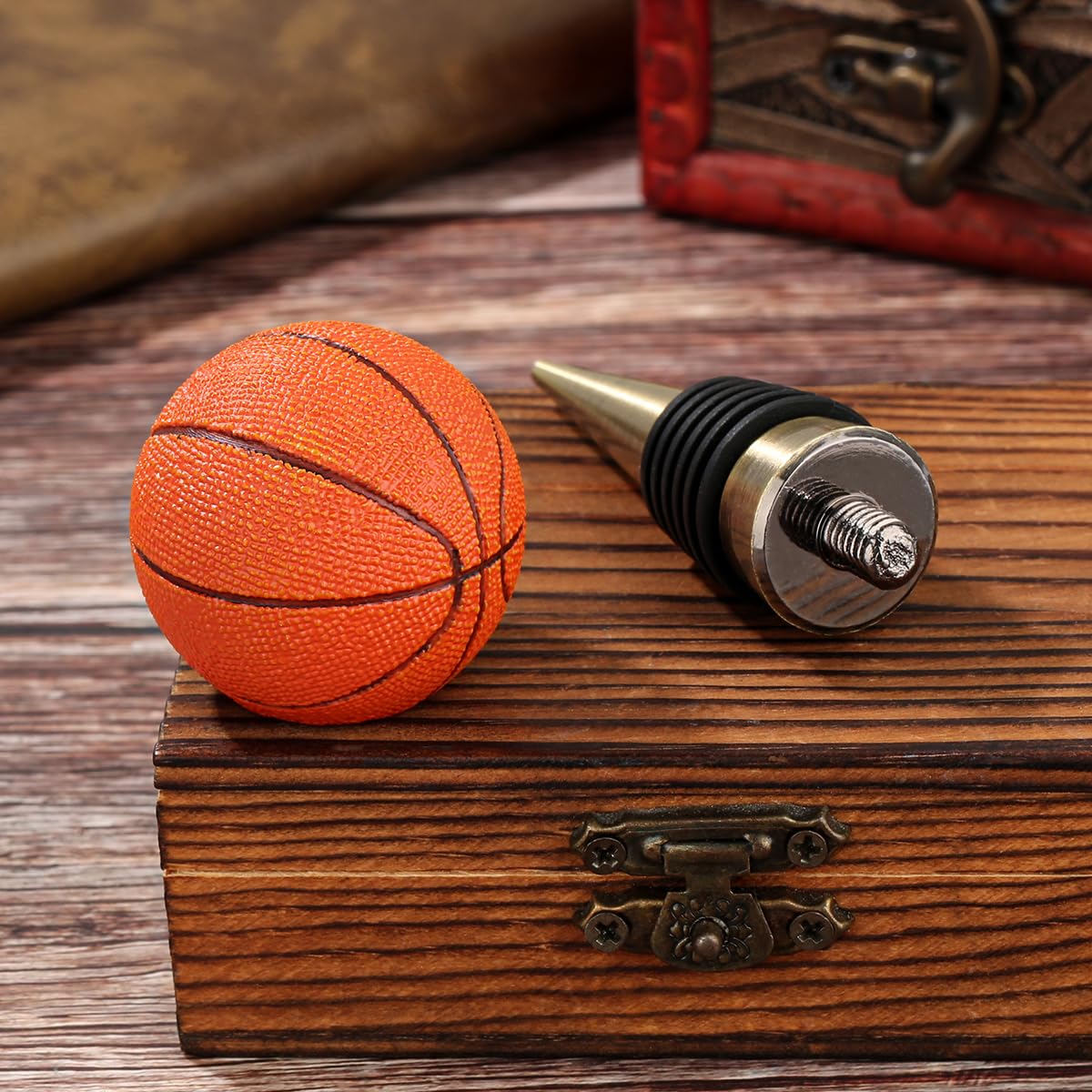 LULLEA Basketball-Weinverschluss, Lustige Basketball-Geschenke für Männer, Papa & Fans | Origineller Basketball-Champagner-Verschluss mit Geschenkbeutel, Perfekt für Geburtstag, Vatertag 3