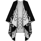 Urban CoCo Women's Color Block Shawl Wrap Open Front Poncho Cape