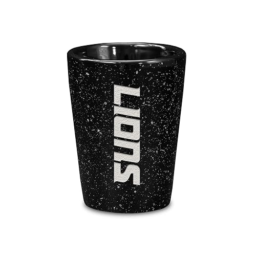 Rico Industries NFL Football Detroit Lions 2oz Ceramic Shot Glass for Fans, Laser Engraved In Team Color Single Shot Glass