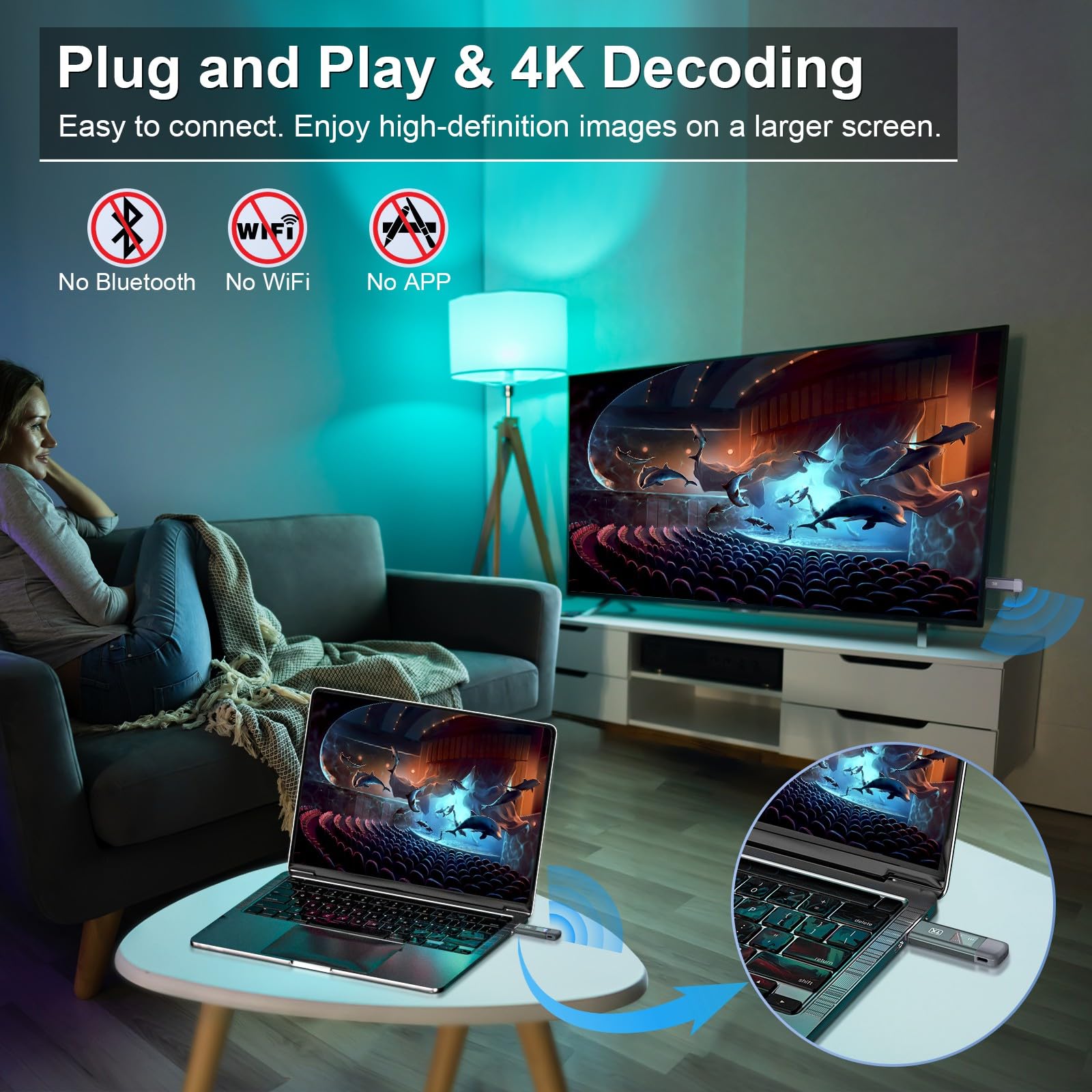 TTQ Wireless HDMI Transmitter and Receiver, Wireless HDMI Extender 4K Supported, Metal Housing, LED Display, 100FT Range, 2.4G&5G, for PC/Laptop/Camera/HDTV/Projector/TV Box
