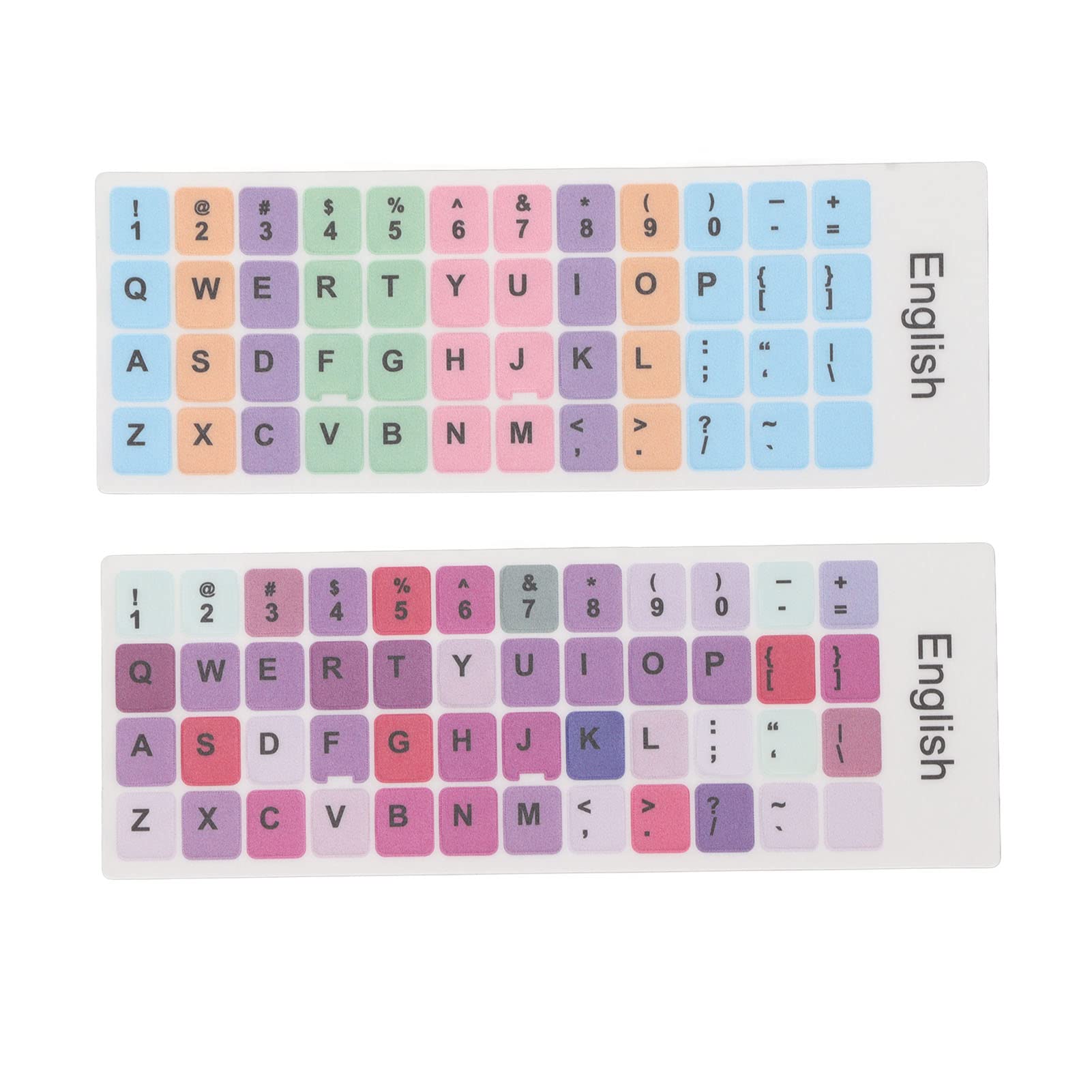 ASHATA 2Pcs Computer Keyboard Skins, Colorful English Keyboard Stickers for PC Computer Laptop Notebook Desktop (E)