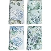 4 Pcs Artistic Blue Hydrangea Kitchen Towels, Elegant Decorative Absorbent Microfiber Dish Cloth Tea Towel, Durable Hand Towels for Farmhouse Home Bathroom, Housewarming Gifts