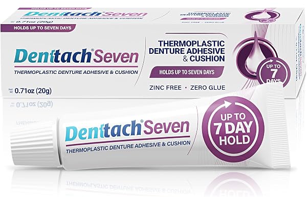 Denttach Seven Denture Adhesive, Thermoplastic Denture Adhesive, Cushion, Reliner for Upper and Lower Dentures, Comfortable,