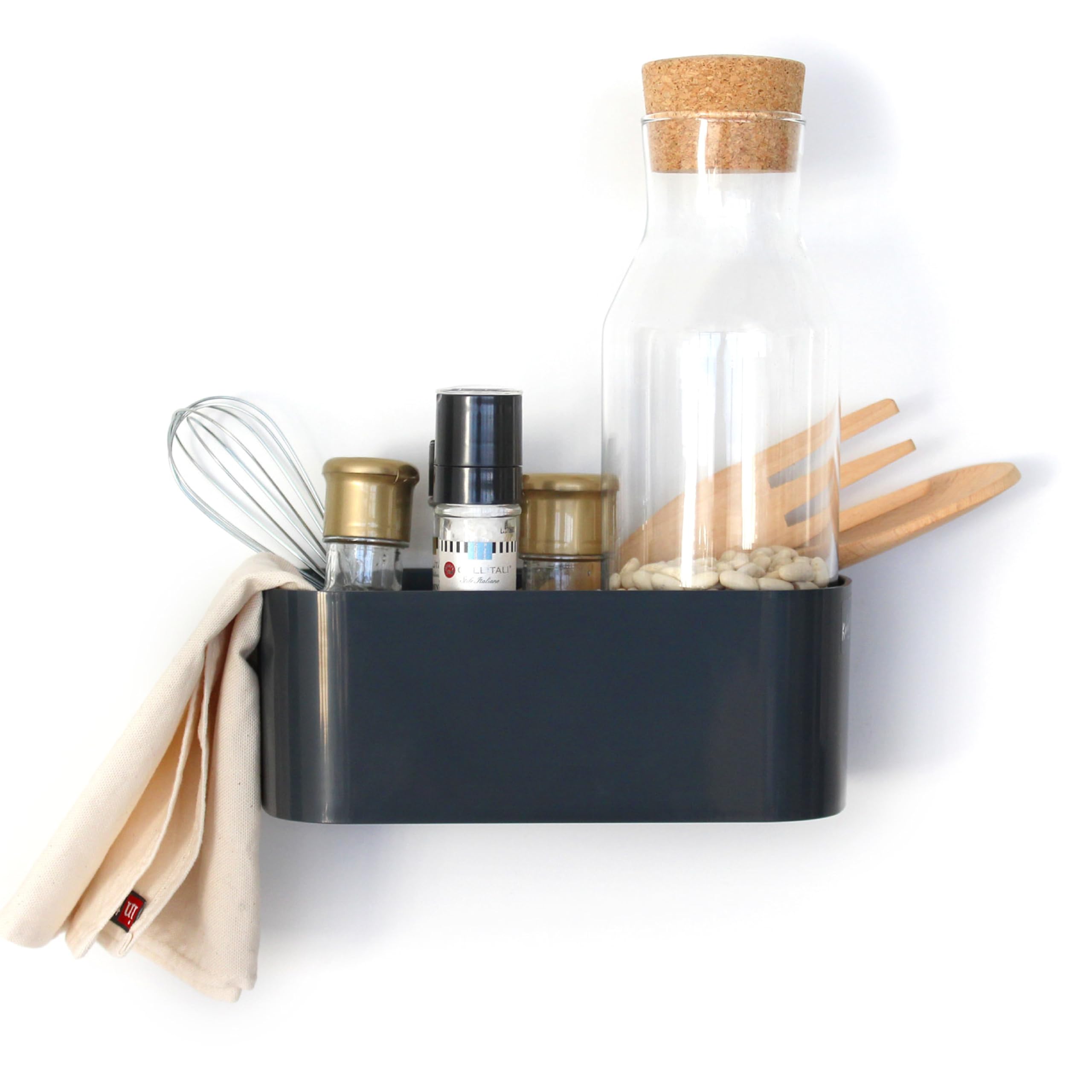 KalaMitica - Magnetic Tray - Gunmetal Grey - Magnetic Storage Organizer, Marker Holder, Pot Holder with Strong Magnet for Magnetic Boards, Whiteboards, Fridge - 22.5 x 12 x 8.5 cm