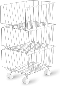 Amazon Com Rolling Stackable Storage Bin Modern 3 Tiers Basket