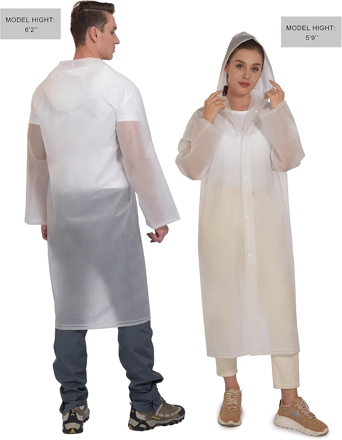 Little Donkey Andy Portable EVA Raincoats for Adults, Reusable Emergency Rain Ponchos with Hood Rain Gear Jacket: Clothing