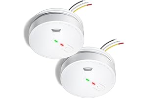 SITERLINK Smoke Detector Hardwired, Smoke Alarm Interconnected with Battery Backup, Photoelectric Fire Alarms Smoke Detectors with LED Lights, UL217 Listed Fire Alarm for House, GS517, 2 Packs