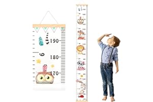 DOOLMIN Baby Height Growth Chart, Canvas Height Measuring Chart for Kids Child Toddler Boys Girls, 79" x 7.9" Hangable and Removable Waterproof Wood Ruler for Wall Room Nursery Décor(Animals)