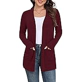 Yincro Womens Lightweight Cardigan Long Sleeve Open Front Casual Sweater Cardigans with Pockets