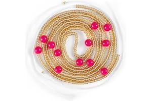 ELABEST 50inch Plus Size African Waist Beads Belly Chain Non-Stretching Tie-on Bead Jewelry Accessories for Women and Girls