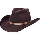 MIX BROWN Cowboy Hat Water-Resistant Felt Hats 100% Wool Wide Brim Western Panama Rancher Hat for Women Men