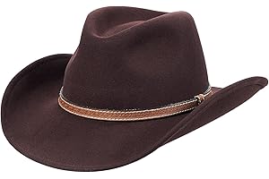 MIX BROWN Cowboy Hat Water-Resistant Felt Hats 100% Wool Wide Brim Western Panama Rancher Hat for Women Men