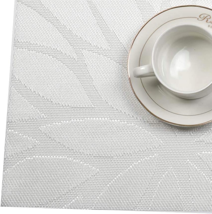 HEBE Placemats Set of 6, Non-Slip Washable Place Mats,Heat Resistant Kitchen Tablemats for Dining Table Dinner Table (White): Home & Kitchen