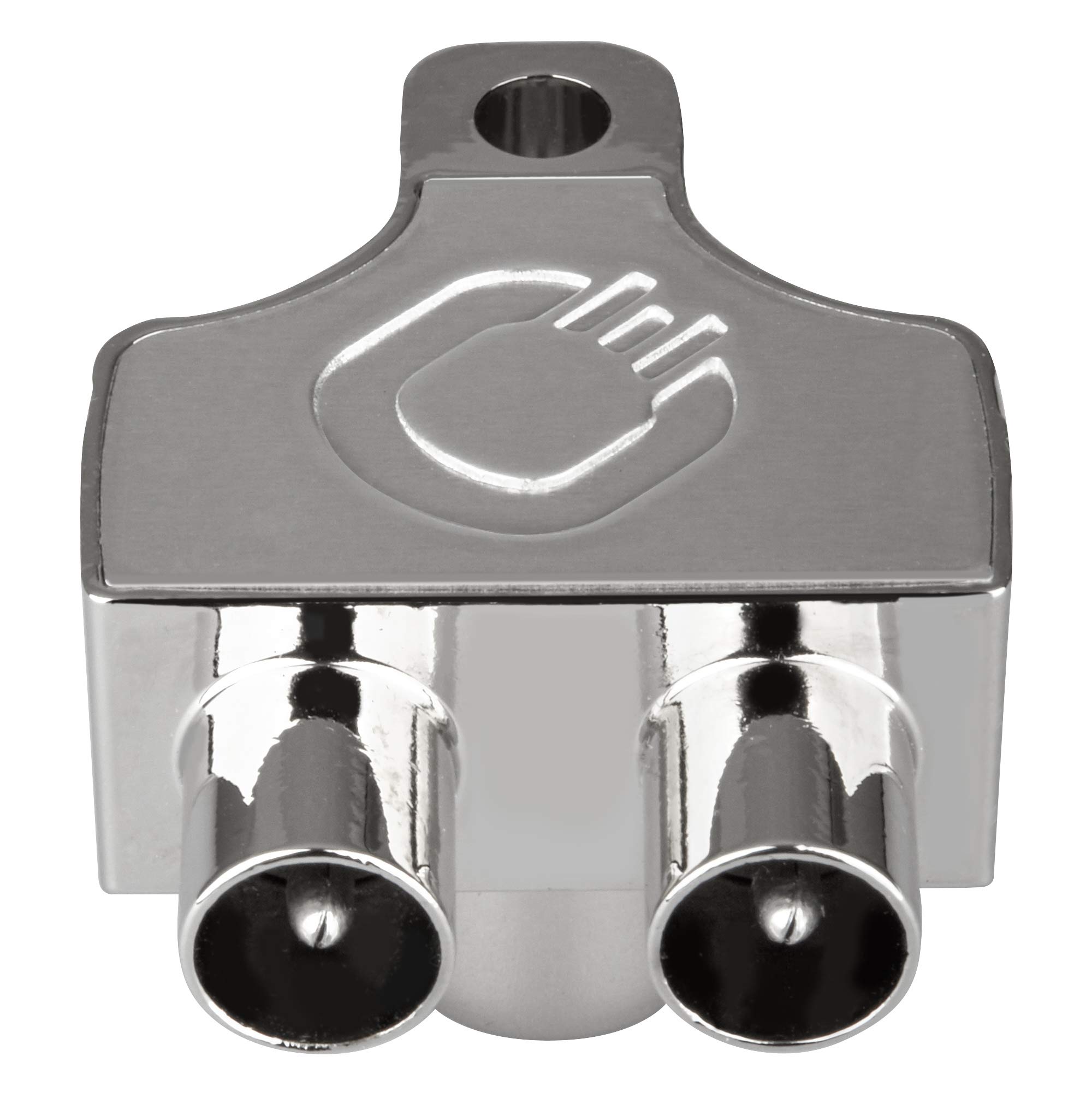 Oehlbach Antenna SP12 antenna splitter, shielded metal housing, two-device splitter for TV/radio, coaxial coupling to coaxial plug, DVB-T2 DVB-C2 HDTV UHD, silver, 17218-C1-40