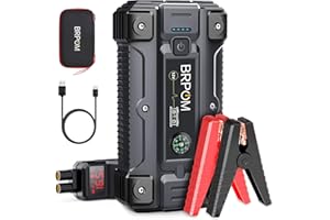BRPOM Car Jump Starter, 5000A Peak 26800mAh (Up to All Gas or 10L Diesel Engine, 50 Times) 12V Auto Booster Battery Charger Jump Box with Quick Charger Smart Jump Cables