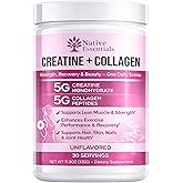 Native Essentials Creatine for Women + Collagen Peptides 5g Each - Muscle, Beauty, Performance