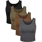 4 Pieces Women Basic Crop Tank Top Short Sleeveless Sports Crop Top