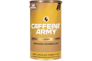 CAFFEINE ARMY White Chocolate Peanut | Comprehensive Functional Coffee with MCTs, CoQ10, Collagen and Adaptogens: Clean Energy + Supports Daily Attention, No Jitters or Crash (13.4 oz 38 Servings)