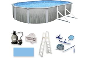 Blue Wave Martinique 12-ft x 24-ft Oval 52-in Deep 7-in Top Rail Metal Wall Swimming Pool Package