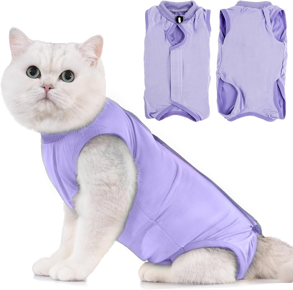 Avont Cat Recovery Suit Post Surgery Lavender M