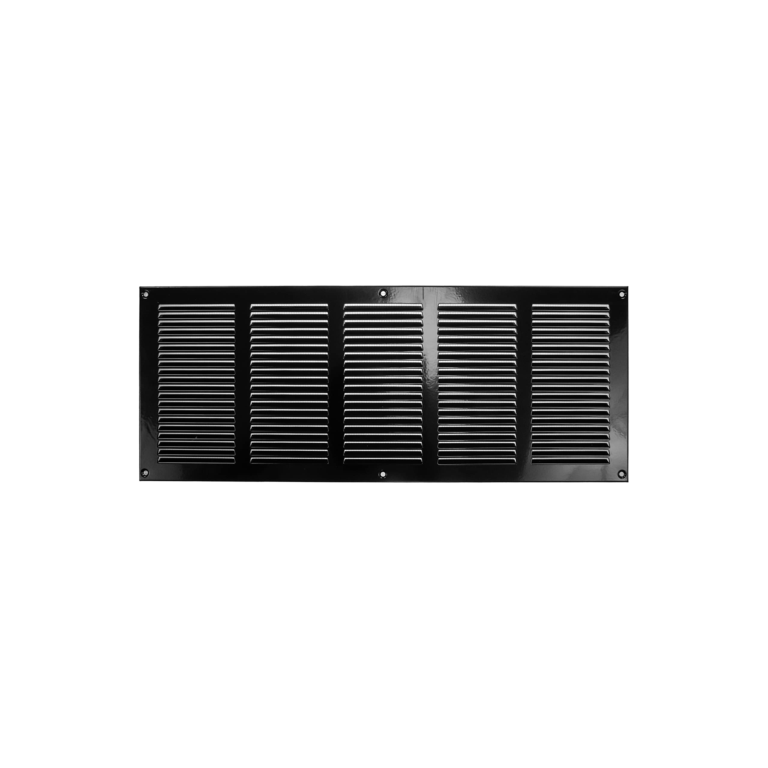 20'' x 8'' Inch / 500 x 200 mm Black Steel Vent Cover - Metal Rectangular Soffit Grille - Louvered Air Return Grille - for Ceiling and Sidewall - Built-in Protection Screen Mesh - HVAC Ventilation
