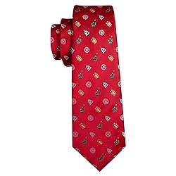 Barry.Wang Mens Christmas Tie Set Red Green White