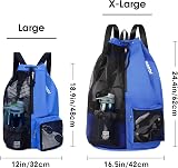 WANDF Swim Bag Mesh Drawstring Backpack Wet Pocket XL Navy Blue view 2