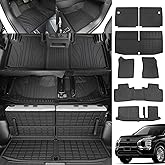 powoq 7-Seat Floor Mat Compatible with 2022-2025 Mitsubishi Outlander Trunk Mat Cargo Liner Replacement for 2022-2025 Mitsubishi Outlander Accessories(Trunk Mat+Backrest Mat+7-Seat Floor Mat)