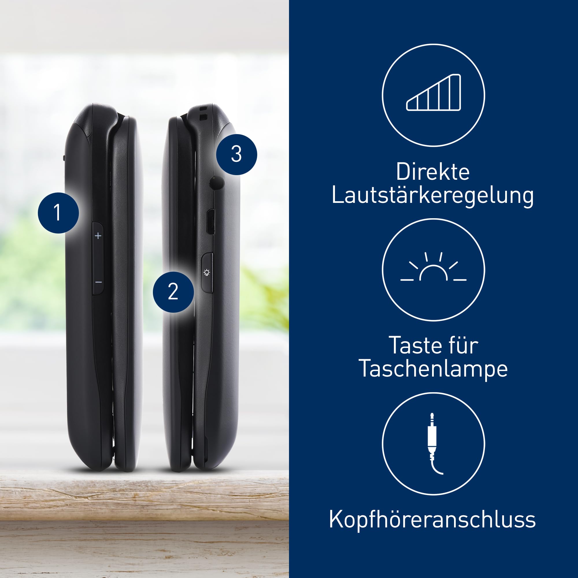 Panasonic KX-TU446EXB 2G Seniorenhandy ohne Vertrag(SOS-Notruftaste, Stoßfest, Sprachverstärker, große getrennte Tasten, große Schrift und Nummernanzeige, 2,4 Zoll Farbdisplay, Klapphandy, Schwarz