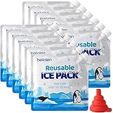 Belinlen 12 Pack Cooler Shock Ice Packs for Cooler Reusable 10x10 Inch Long Lasting Cooler Packs, Cooler Ice Packs Freezer Packs for Cooler Bag, Lunch Bags, Cooler Backpacks