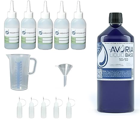 Waipawama Avoria Set 1000 ml deutsche E Liquid Base VPG + Profi Zubehör Mischset, 0 mg (50/50 Base + Mischset)
