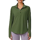 PINSPARK Long Sleeve Workout Tops for Women UPF 50+ Sun Protection Shirts Half Zip Quick Dry Athletic Running Hiking Golf