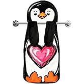 QIONG MENG Valentines Penguin Hand Towels Cute Valentines Day Kitchen Towels Housewarming Christmas Birthday for Home Kitchen Bathroom Decoration