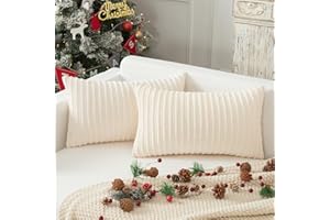 K KEVIN TEXTILE Pack of 2, Corduroy Soft Decorative Square Throw Pillow Cover Cushion Covers, Home Decor for Sofa Couch Bed C