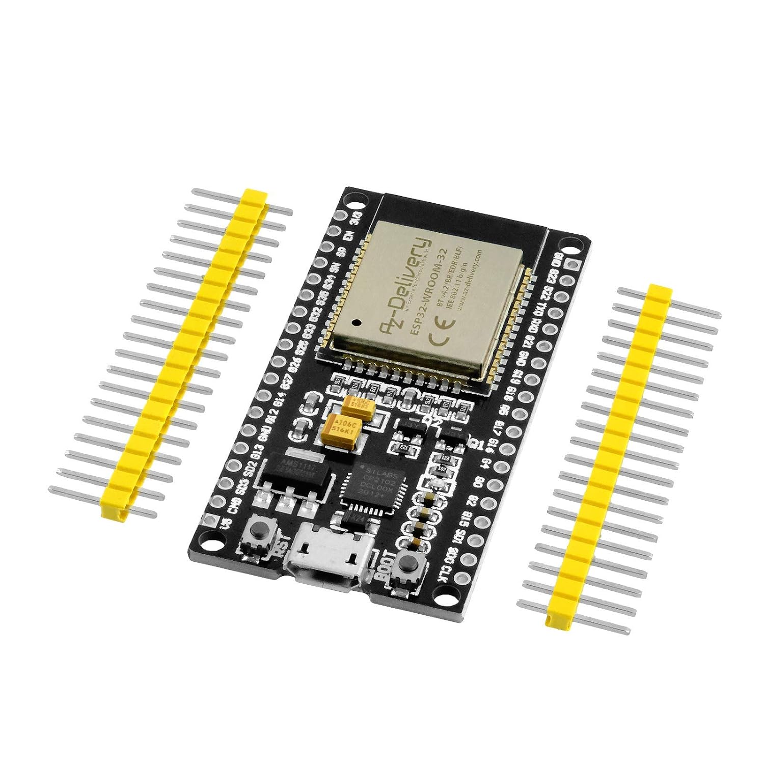 AZDelivery ESP32 NodeMCU Dev Kit C WiFi WLAN CP2102 ESP32-WROOM-32D IoT 2-In-1 Unsoldered Microcontroller Bluetooth Module Development Board compatible with Arduino Including E-Book!… - Image 3