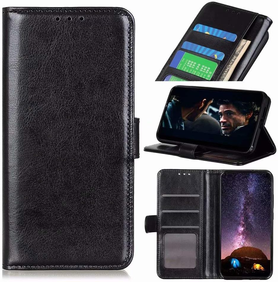 GARITANE Leather Flip Case for Oppo R19/F11 Pro,Slim Cover Crazy Horse Pattern Leather Wallet with Kickstand Card Slots Magnetic Closure (Black)