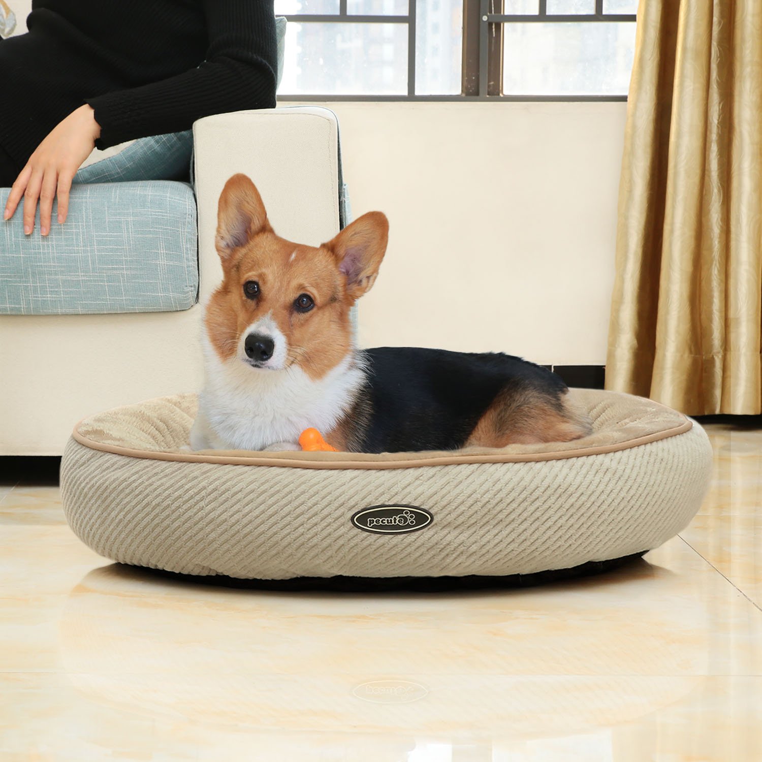 Dog Bed Cat Pet Soft Round Bed Machine Washable Coral Fleece Interior for Small Pet