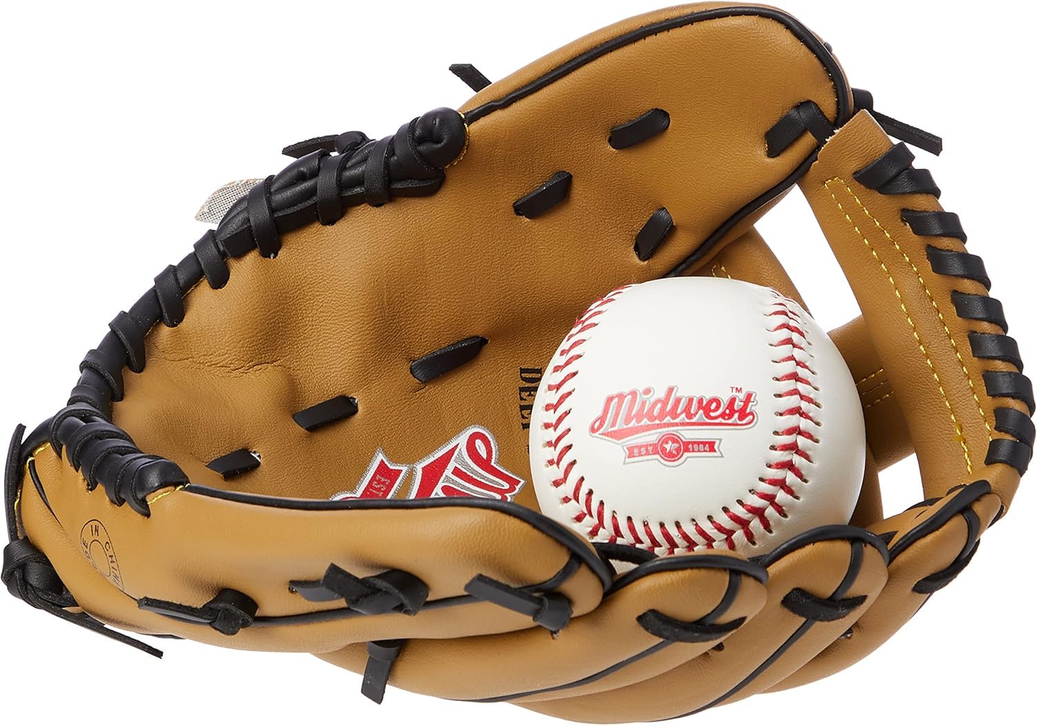 Midwest Kids Glove & Ball Set - Brown/Black, 9 inch