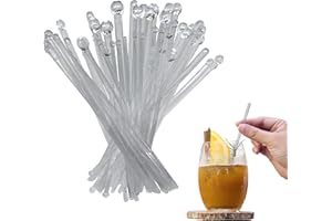 ROYER CORPORATION Coffee and Cocktail Stirrers, Reusable Plastic Drink Stirrer Sticks, 100 Ball Head Swizzle Sticks, Use as a Cocktail Garnish or Cake Pop Stick, Wedding, Party Decorations, Restaurant Supplies, 6 inch