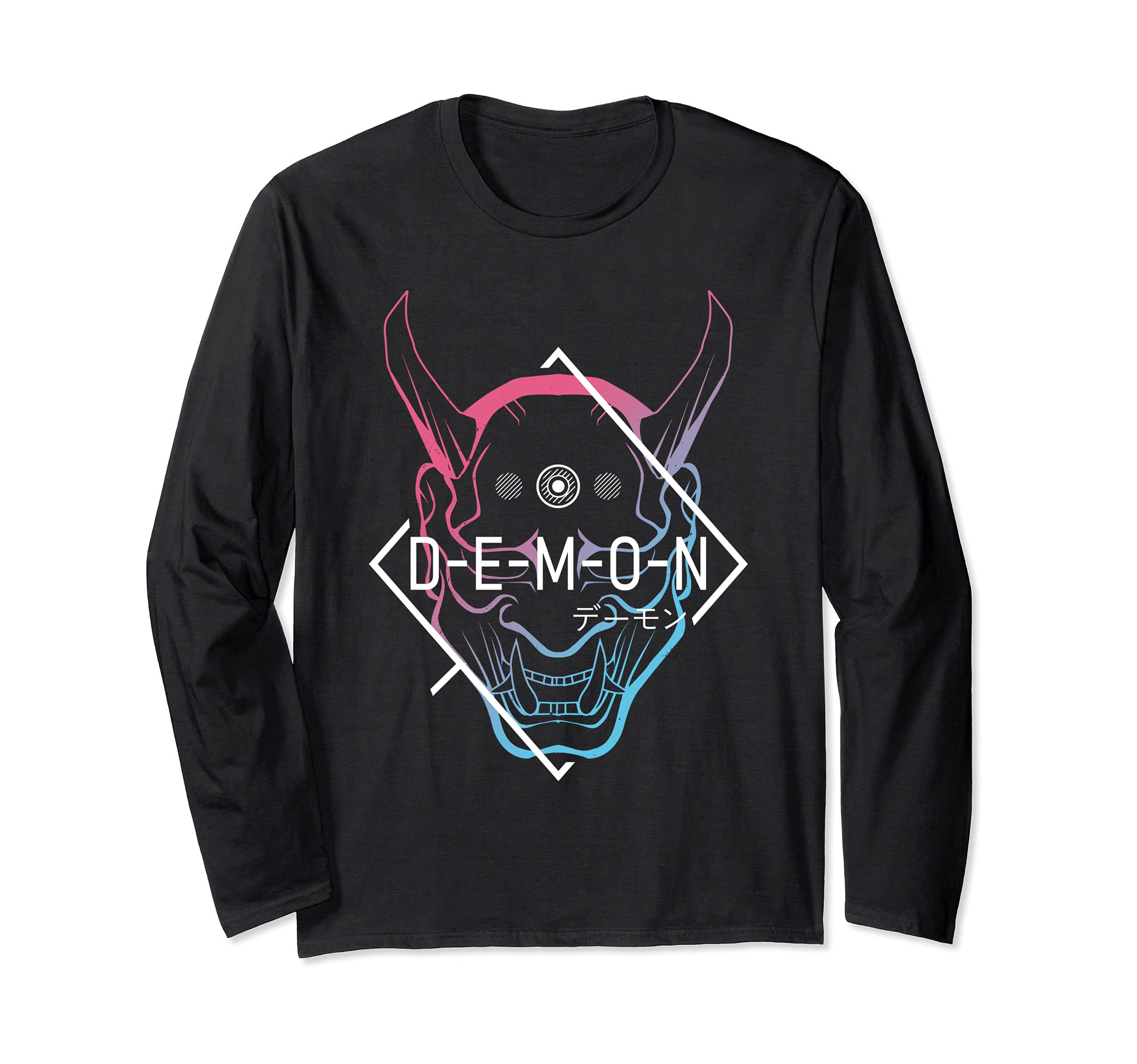 Japanese Oni Mask Demon Ogre - Aesthetic Japan Samurai Long Sleeve T-Shirt